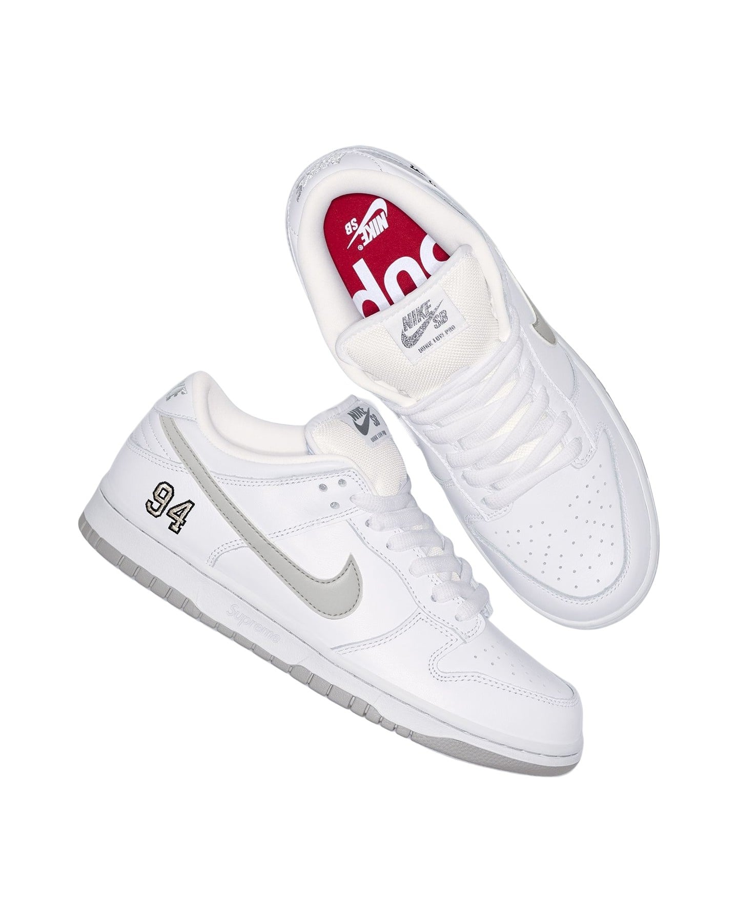 Supreme®/Nike SB Dunk Low White view 3